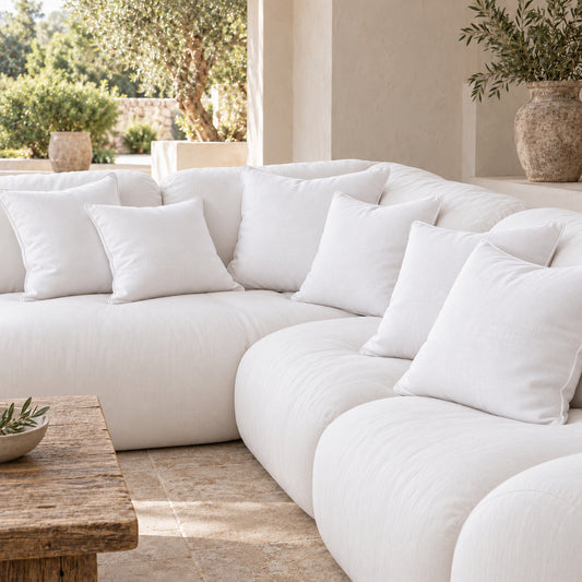 Aria Piped Linen Pillow Cover – White