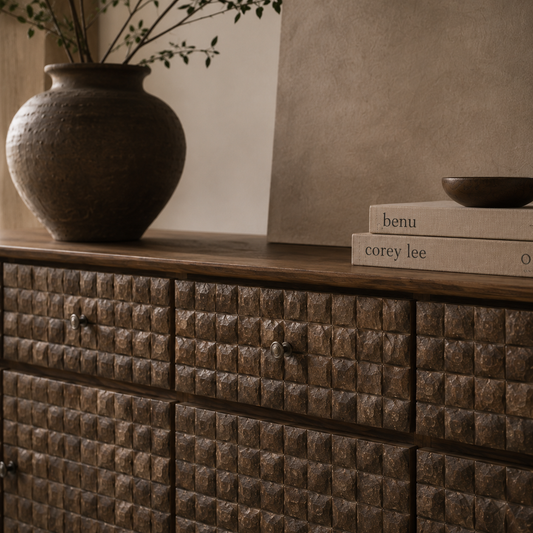 Palmer Artisan Coastal Sideboard – Hand-Inlaid Coconut Shell Buffet