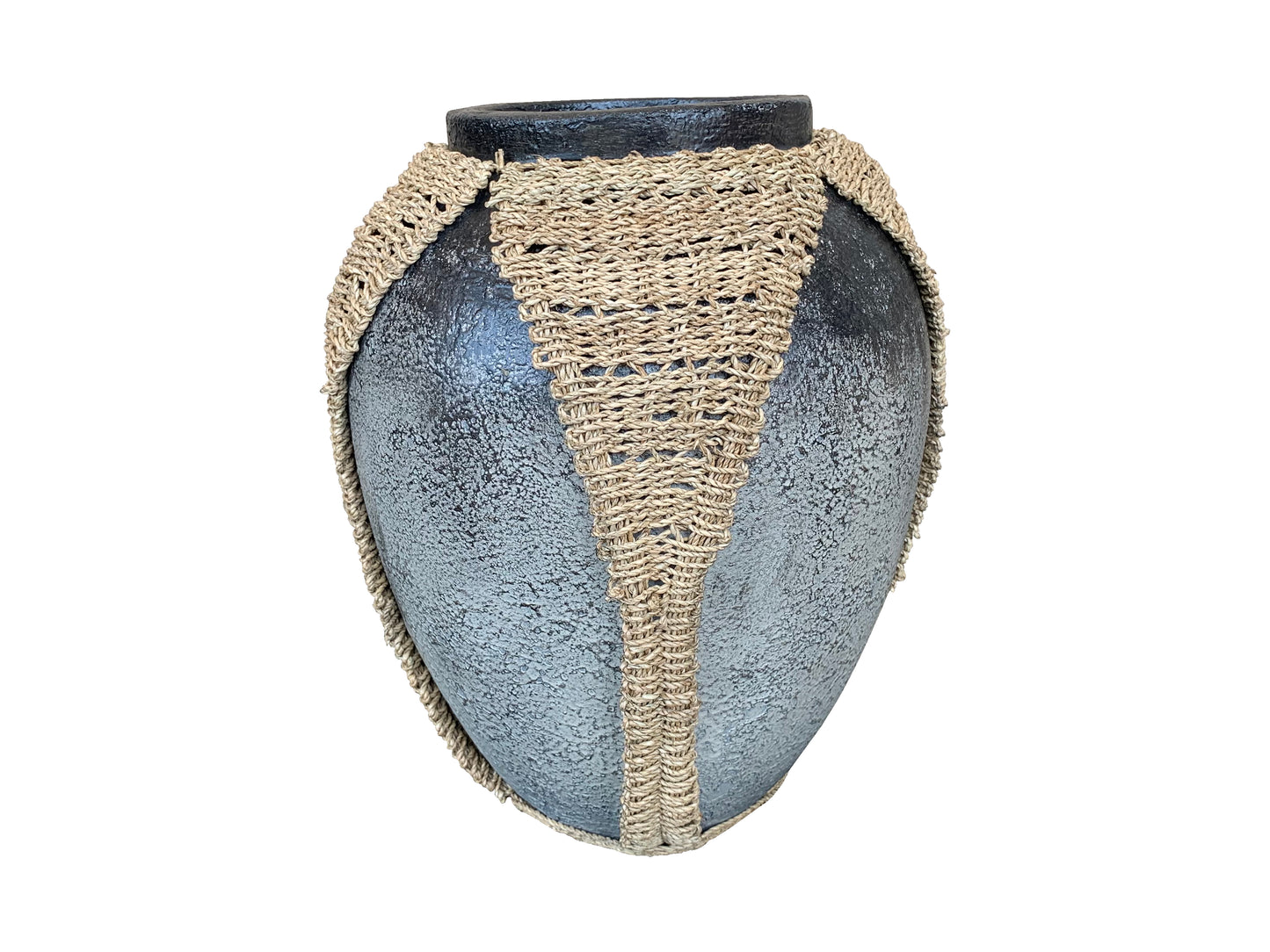 Kaliah Handcrafted Terracotta Vase with Woven Details – Artisanal Decorative Accent