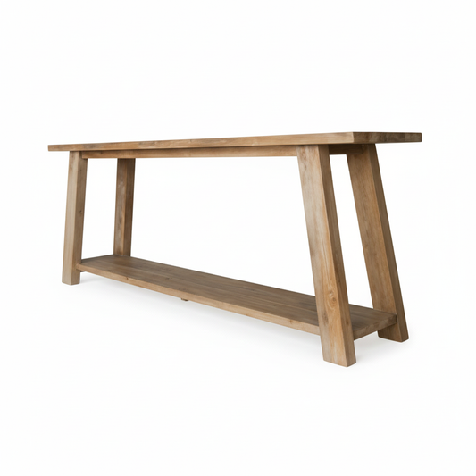 Pierre Minimalist Teak Console – Natural Wood Resort-Style Furniture