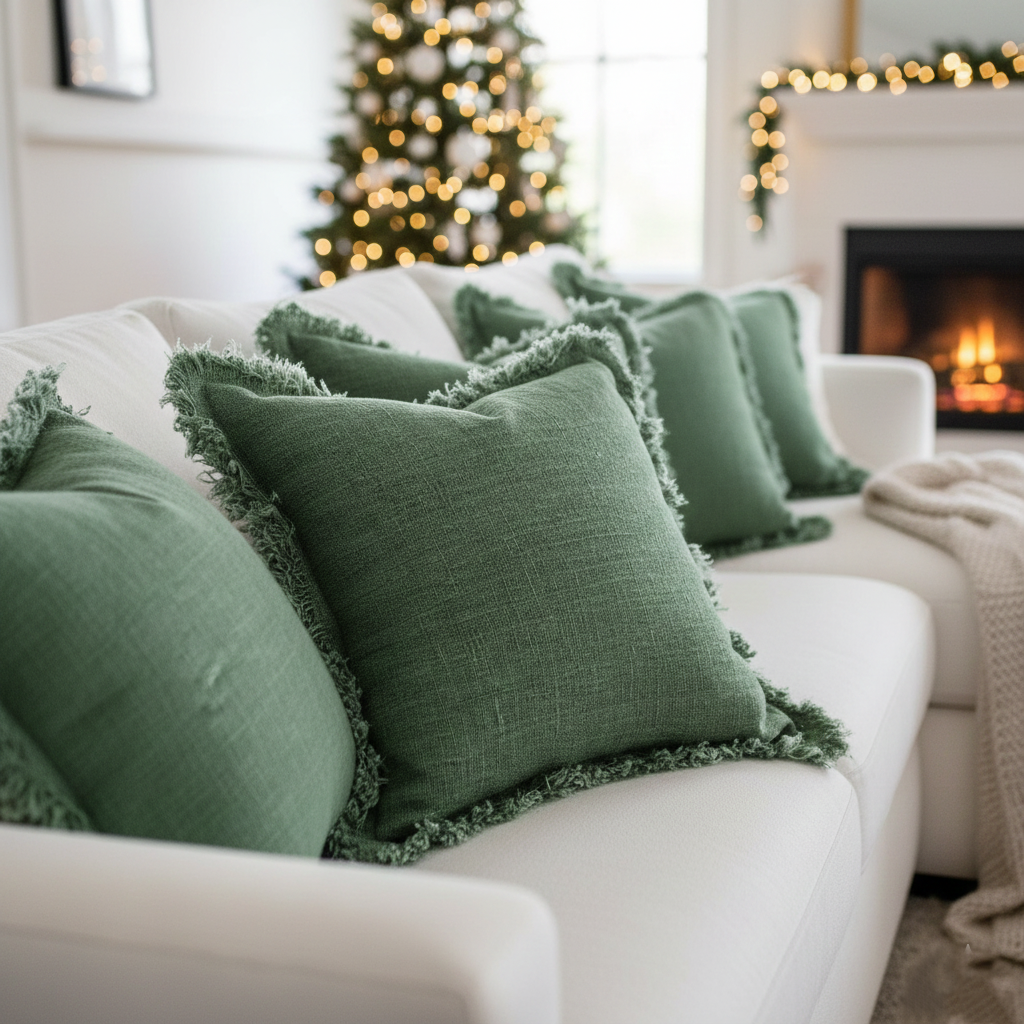 Amara Green Plain Pillow Cover
