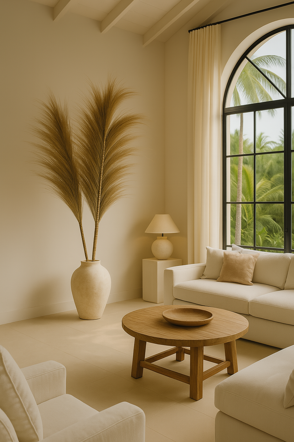 Handmade Pampas Decorative Leaf - Natural Woven Wall or Floor Accent with bamboo stem