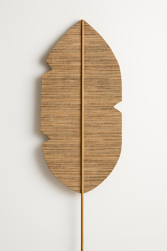 Handmade Decorative Leaf - Mango Natural Wowen Wall of Floor Accent with Bamboo Stem