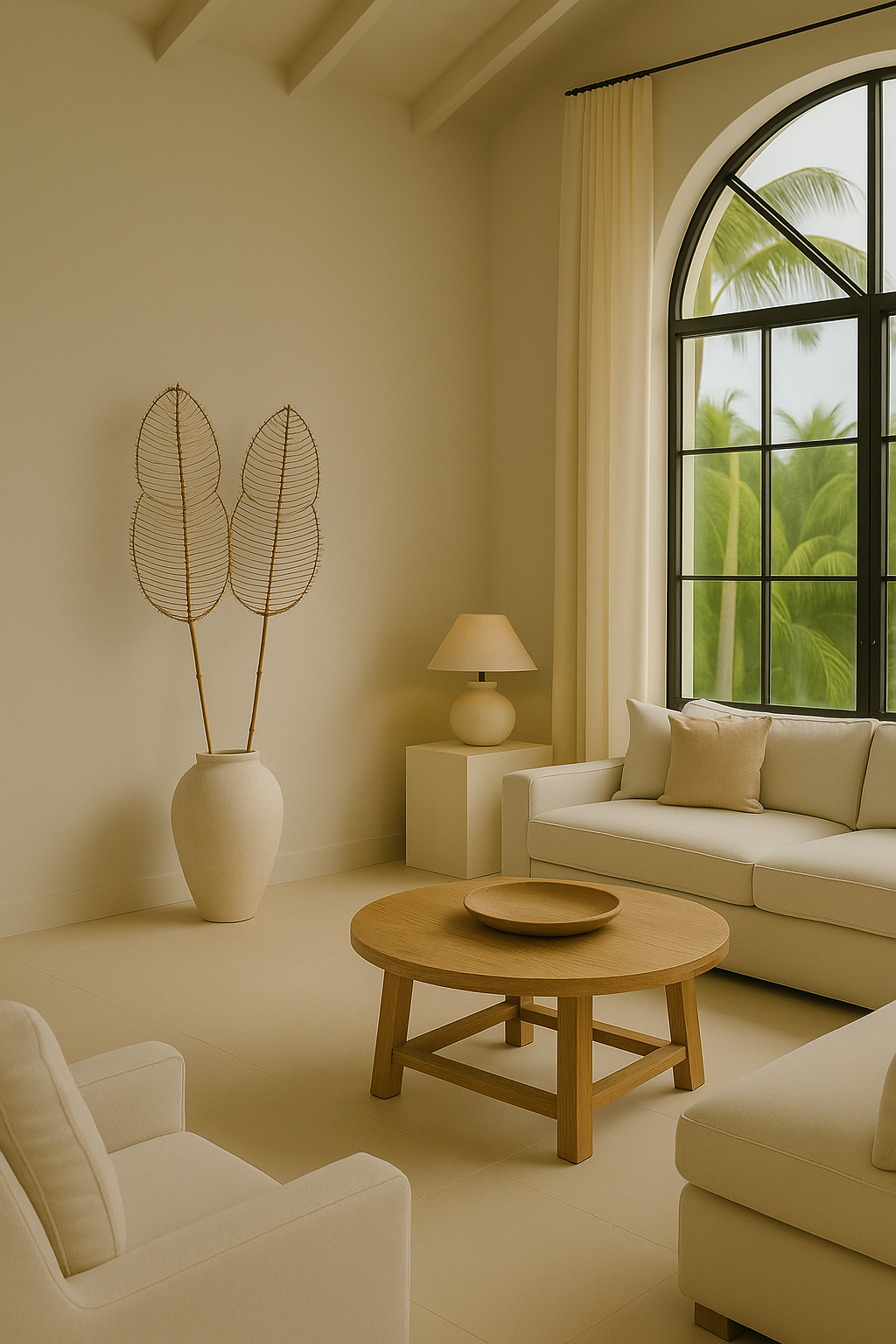 Handmade Banana Leaf - Natural Woven Wall or Floor Accent with Bamboo Stem