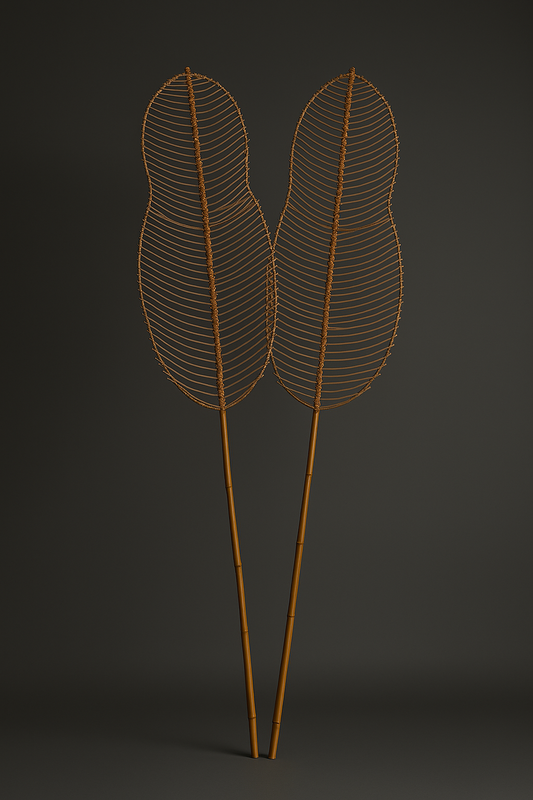 Handmade Banana Leaf - Natural Woven Wall or Floor Accent with Bamboo Stem