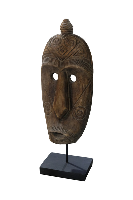 Leia Tribal Deco on Stand – Suarwood Sculpture with Metal Base