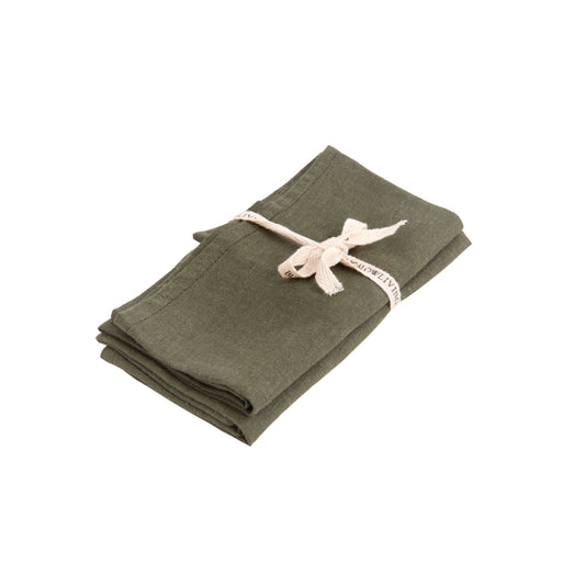 Natural Linen Napkins/Khaki – Set of 2 | 18x18 Inch Cloth Table Napkins | Eco-Friendly Dining Table Decor