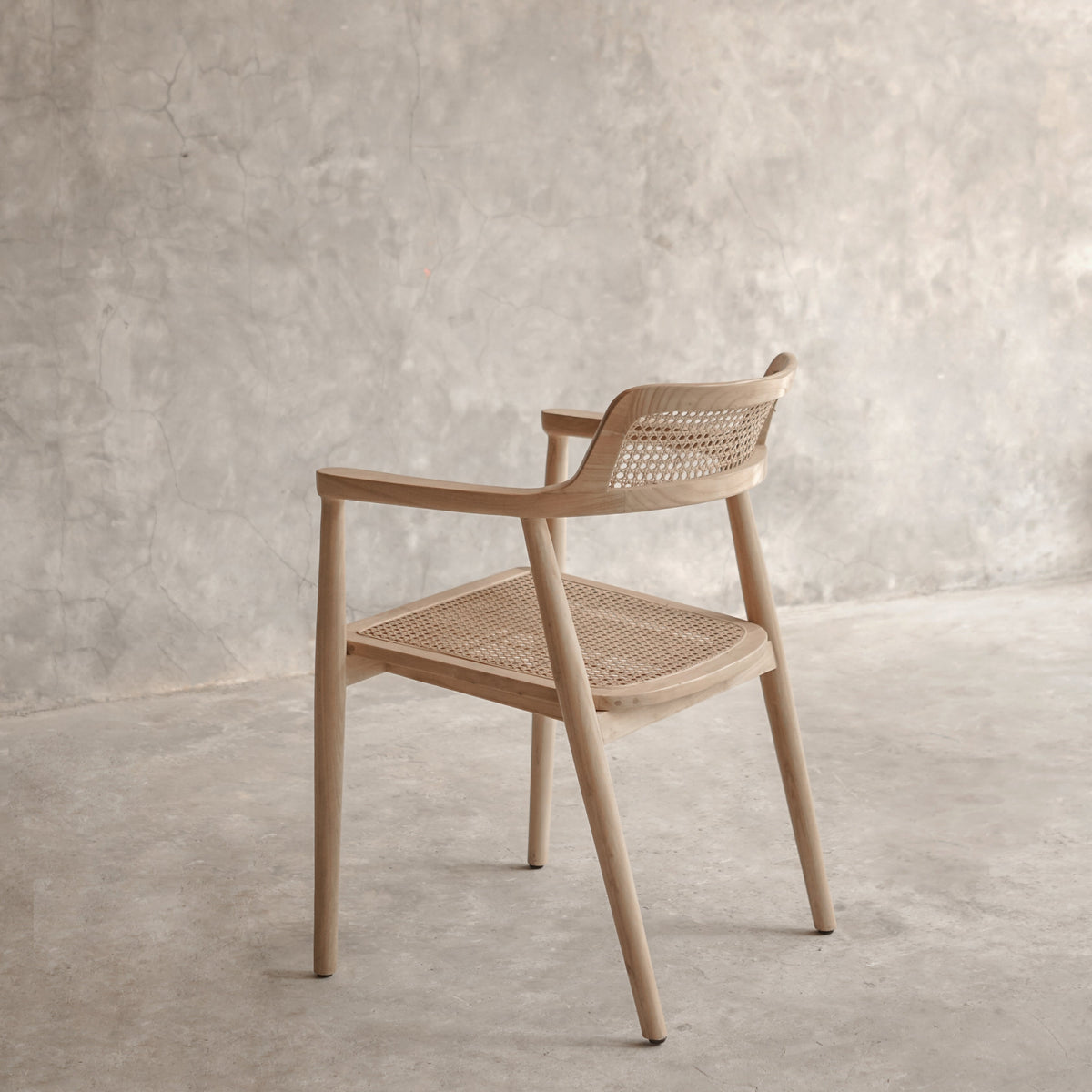 Handwoven teak and rattan dining chair with natural wood frame – Soren Dining Chair