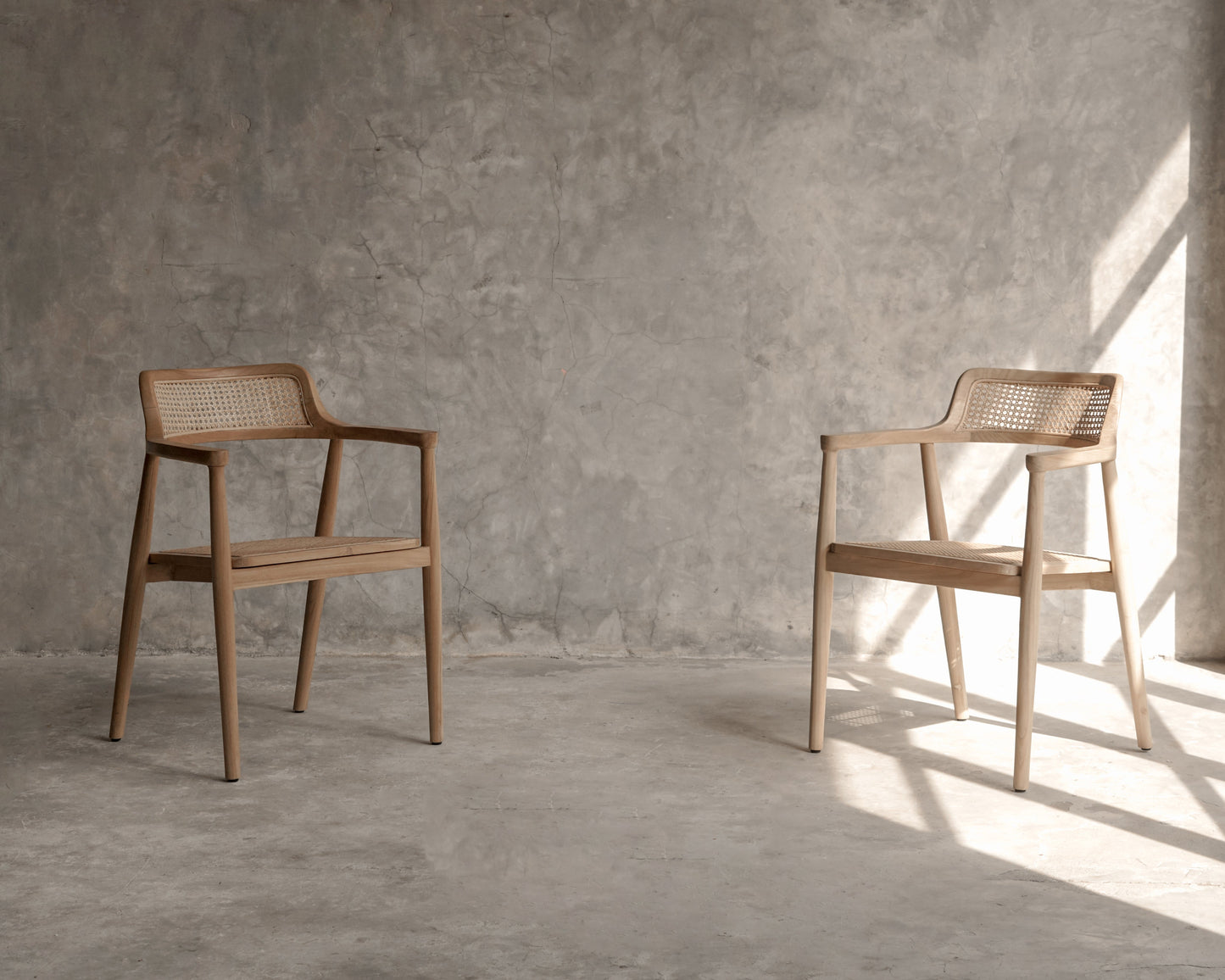 Handwoven teak and rattan dining chair with natural wood frame – Soren Dining Chair