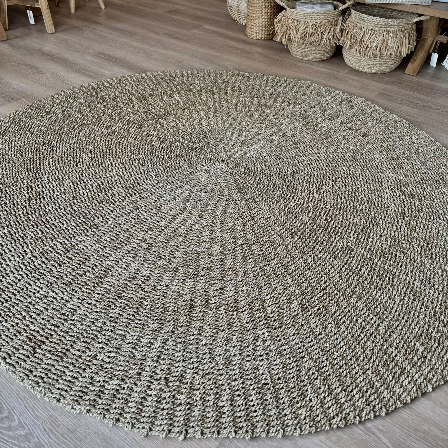 Harrison Natural Handwoven Round Rug – Textured Sustainable Area Rug