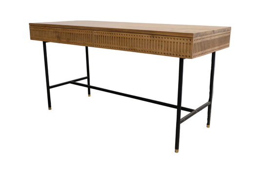 Kamaya Industrial Teak Wood & Iron Executive Work Desk