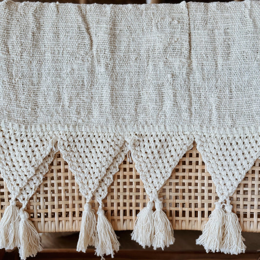 Mira Macrame Cotton Throw – Natural