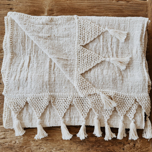 Delilah Handmade Bali Blanket – 79" x 51" Hand-Stitched Cotton Decorative Throw