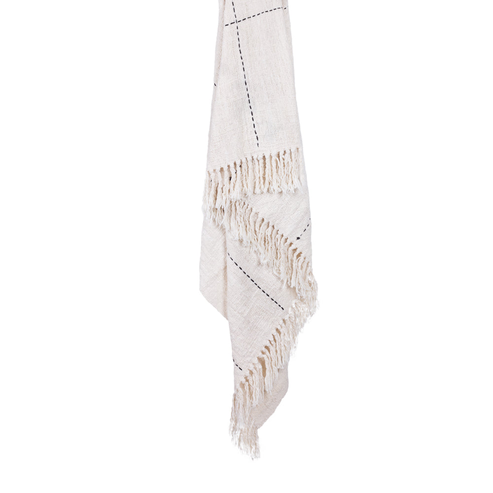 Kiara Natural Handwoven Cotton Throw with Tassels