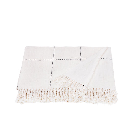 Kiara Natural Handwoven Cotton Throw with Tassels