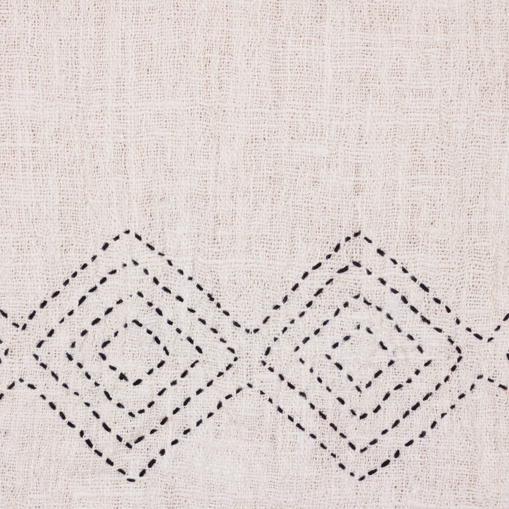 Nalu Handwoven Raw Cotton Throw with Tassel & Bead Detail