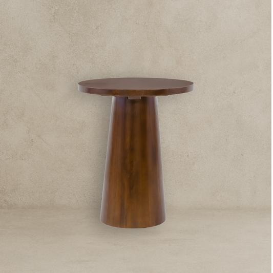 Alpine Side Round Table Solid Wood Dark Walnut