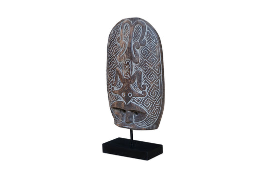 Enya Tribal Deco on Stand – Suarwood Sculpture with Metal Base