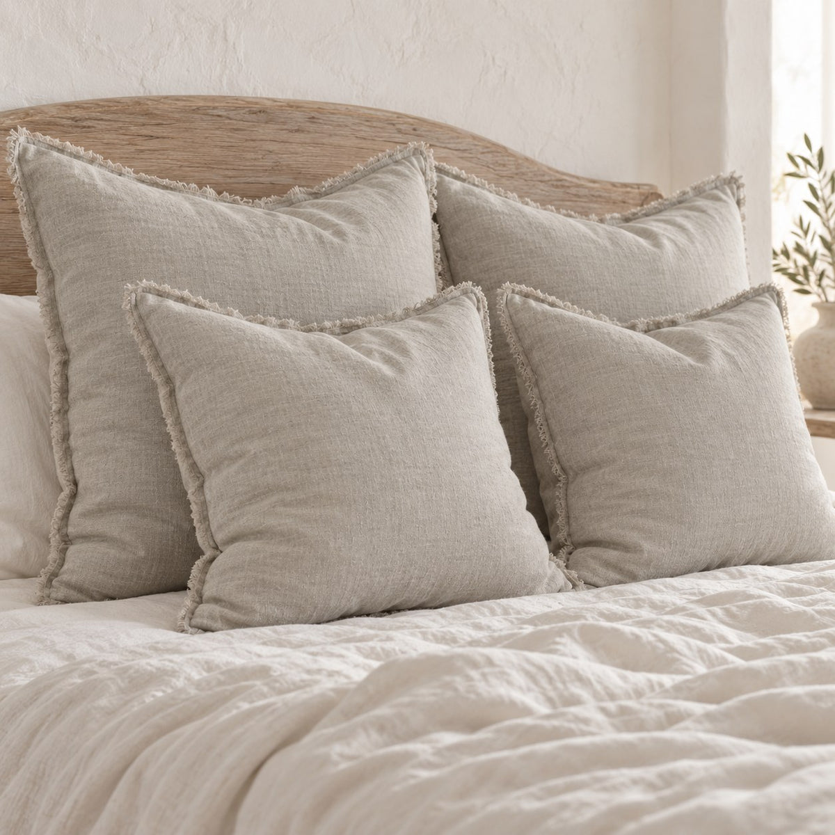 Noa Raw Linen Pillow Cover – Stone