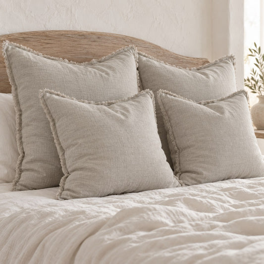 Noa Raw Linen Pillow Cover – Stone