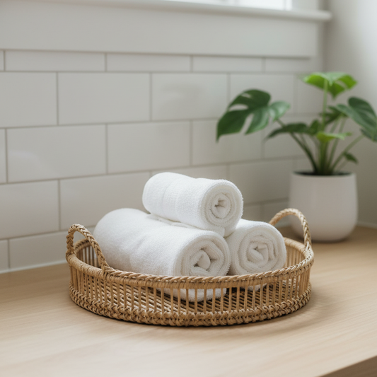 Taylor Natural Bamboo Serving Trays | Set of 2 Round Handmade Trays