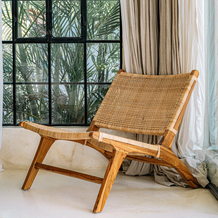 Handcrafted Rattan and Teak Wood Chairs