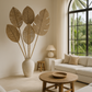 Handmade Decorative Palm Leaf – Natural Woven Wall or Floor Accent with Bamboo Stem