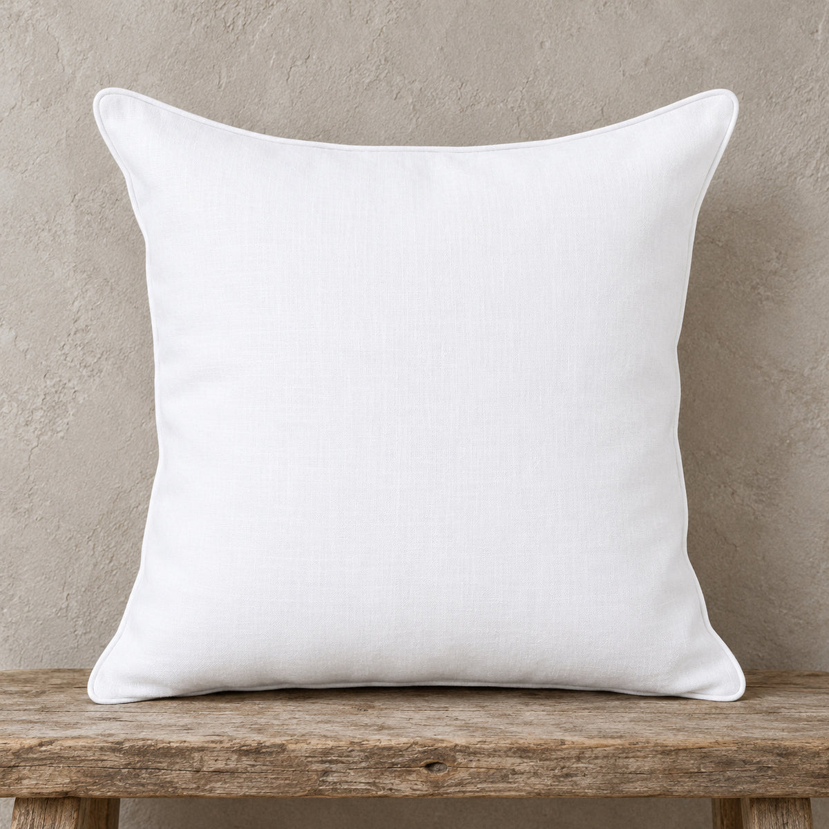 Aria Piped Linen Pillow Cover – White