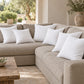 Aria Piped Linen Pillow Cover – White