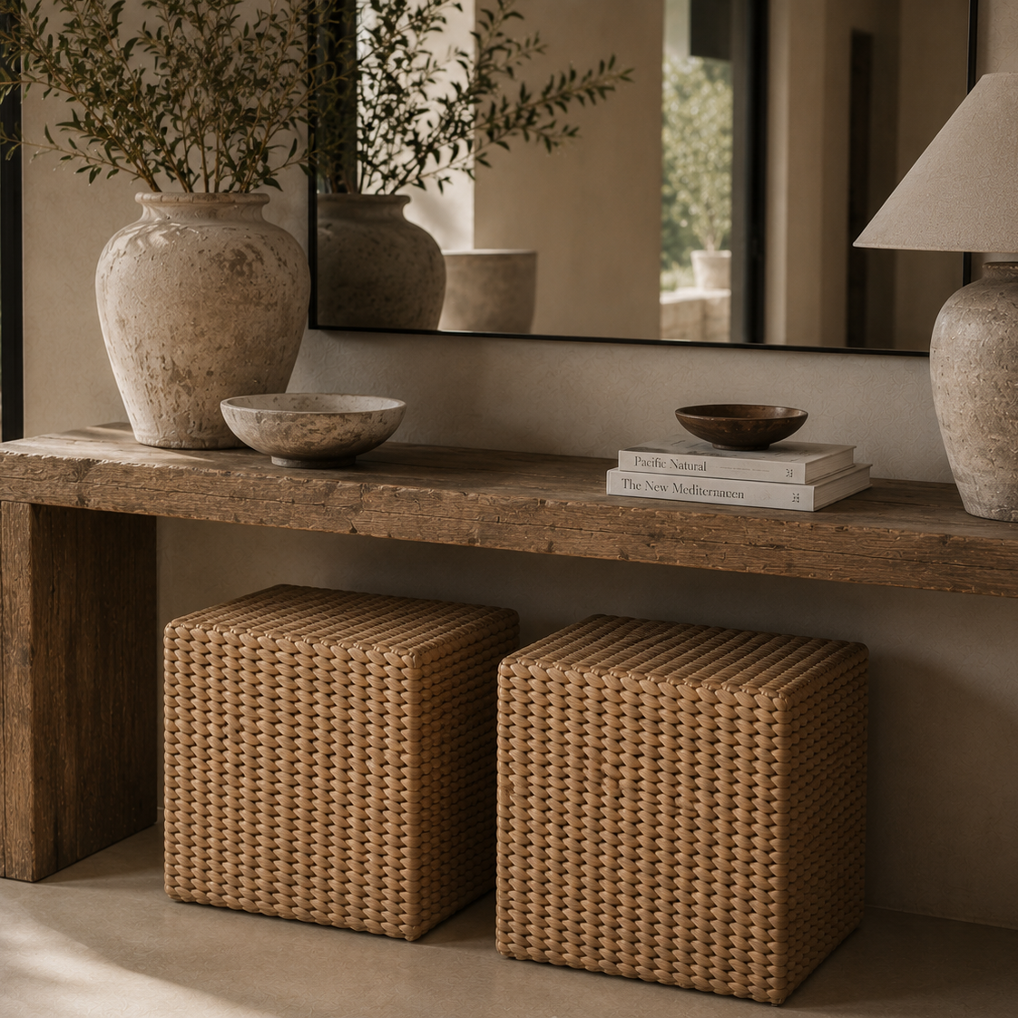 Bonnie Natural Cube Stool - Handmade Side Table