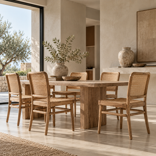 Gaia Rattan Teakwood Chair – Handcrafted Natural Dining Chair
