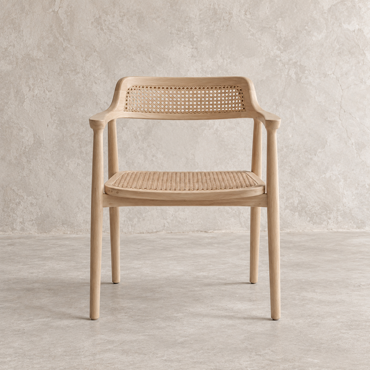 Pasha Solid Wood & Natural Rattan Dining Armchair