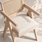 Enya Hardwood Dining Armchair with Rattan Back & Cushioned Seat
