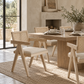 Enya Hardwood Dining Armchair with Rattan Back & Cushioned Seat