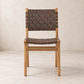 Gatlin Solid Teak Dining Chair with Woven Leather Seat & Back