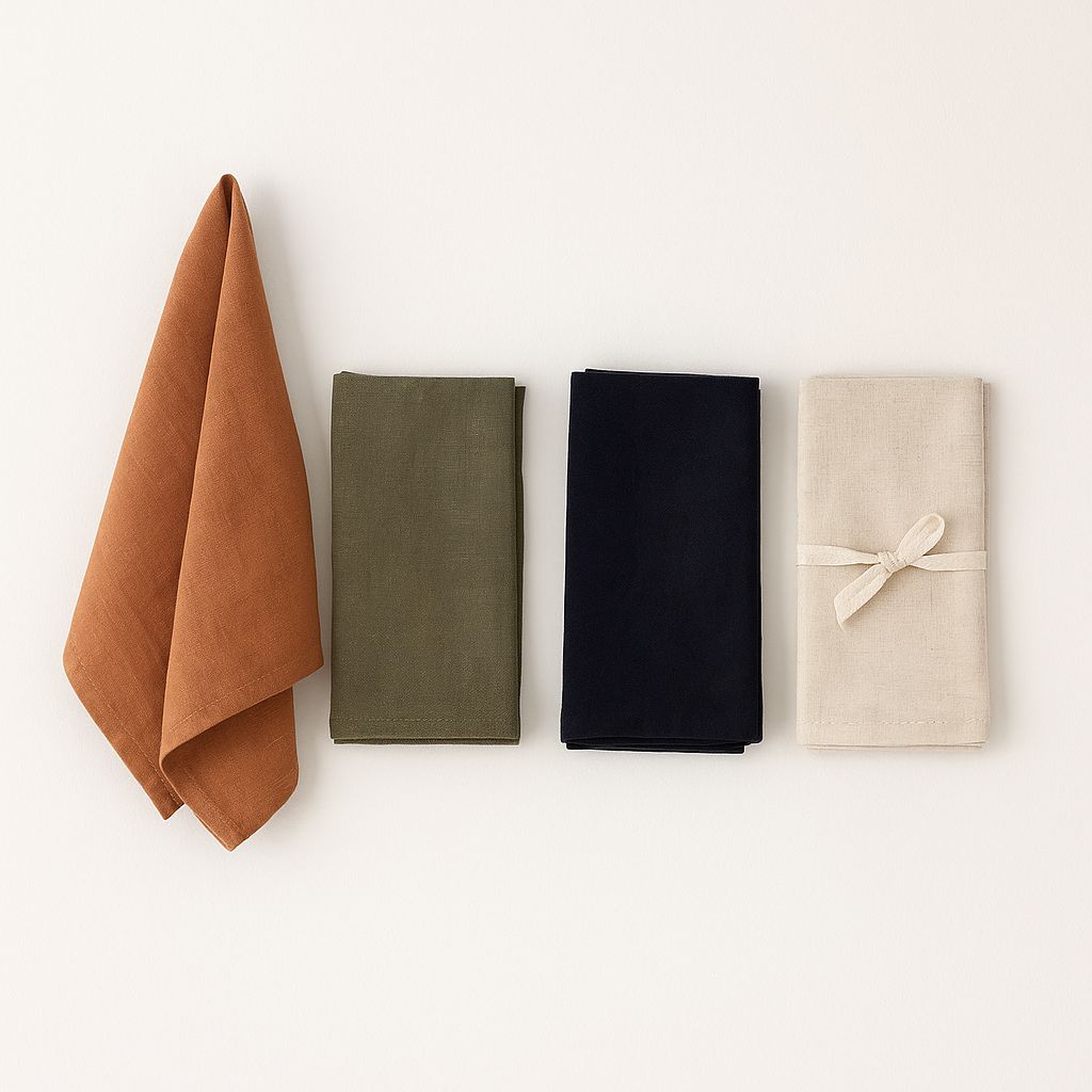 Natural Linen Napkins/Cinnamon – Set of 2 | 18x18 Inch Cloth Table Napkins | Eco-Friendly Dining Table Decor