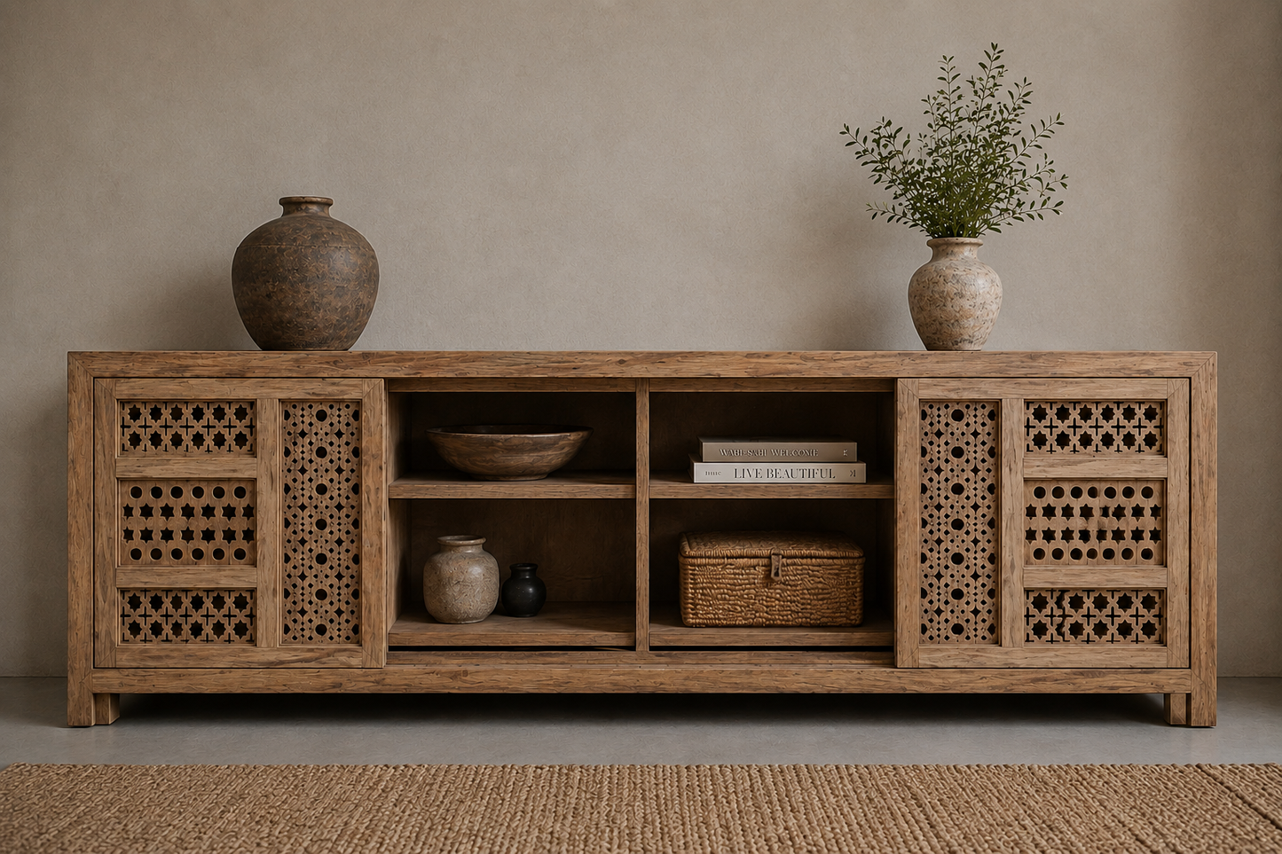 Malik Hand-Carved Wood Sideboard