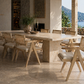 Enya Hardwood Arm Chair – Handwoven Rattan Back with Cushioned Seat