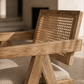 Enya Hardwood Arm Chair – Handwoven Rattan Back with Cushioned Seat