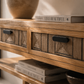 Makaya Artisan Teak Wood Console Table with Woven Drawers