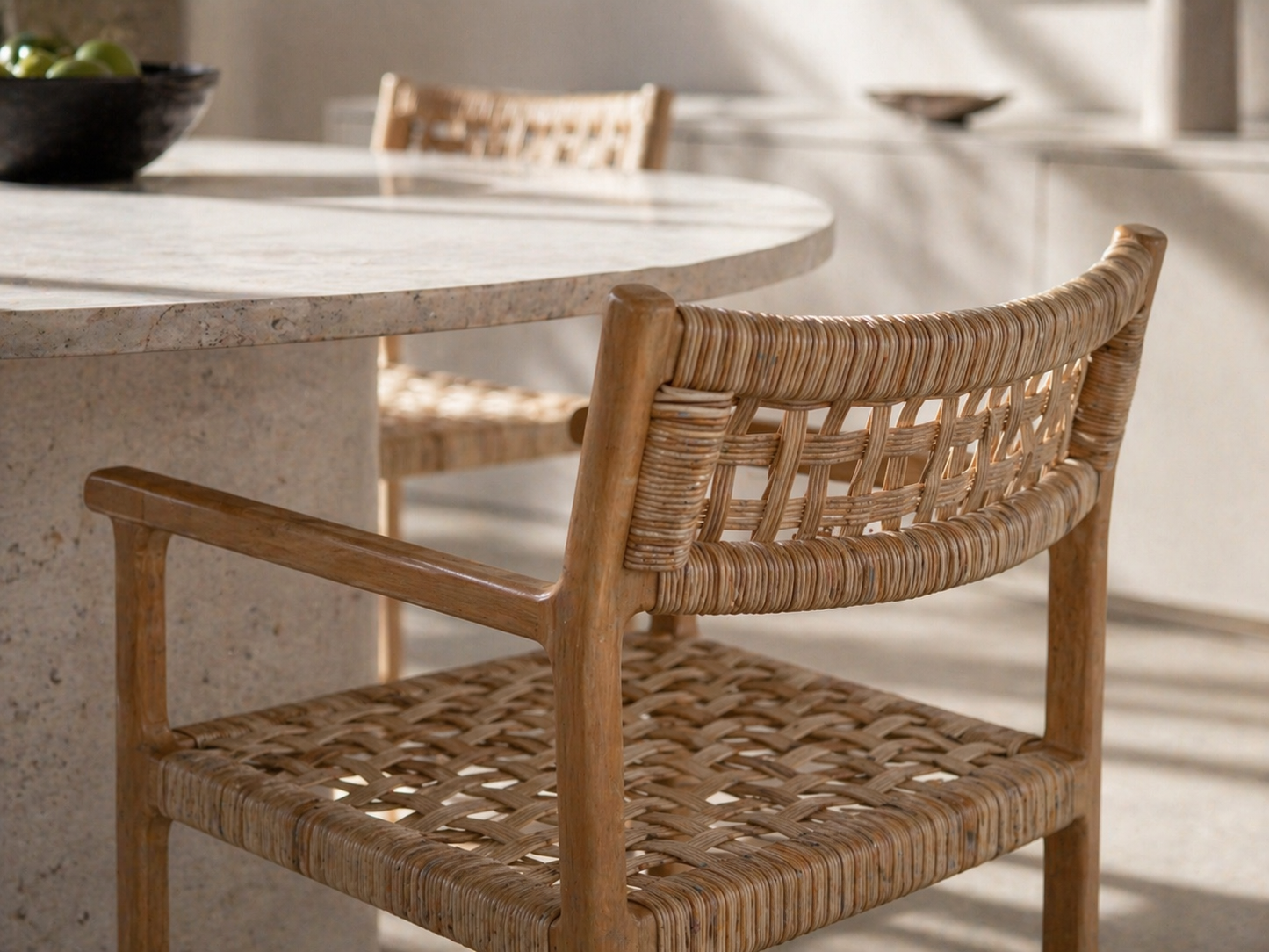 Palmer Teak Wood Arm Chair – Handwoven Natural Fiber Seat