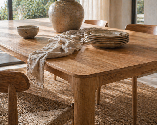 Kiano Solid Teakwood Dining Table – Minimalist Tropical Design