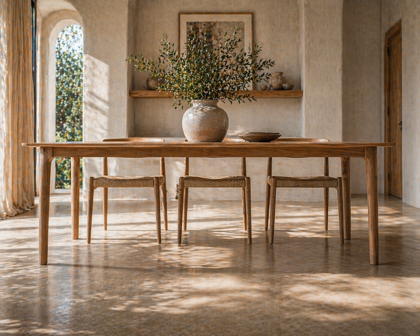 Kiano Solid Teakwood Dining Table – Minimalist Tropical Design