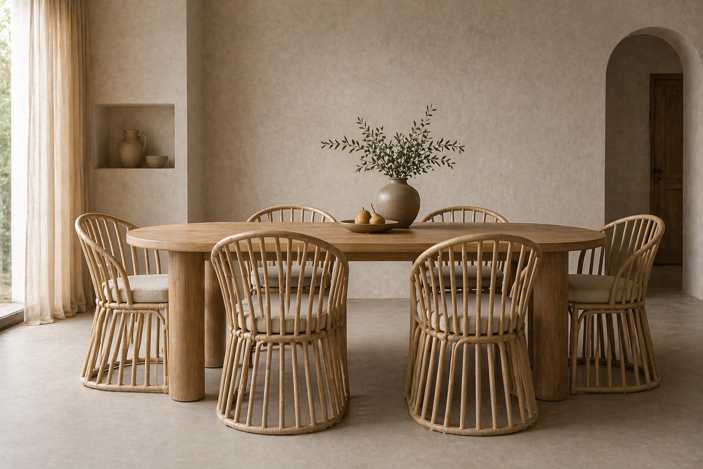 Perla Curved Rattan Occasional Chair – Natural Lounge Chair with Cushion