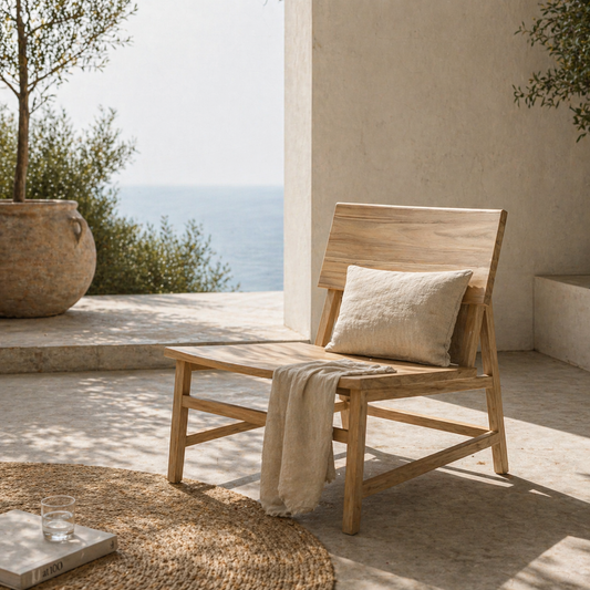 Suki Japandi Occasional Chair | Solid Teakwood Minimalist Accent Chai