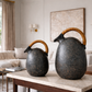 Makoa Terracotta Vase with Rattan-Style Handle