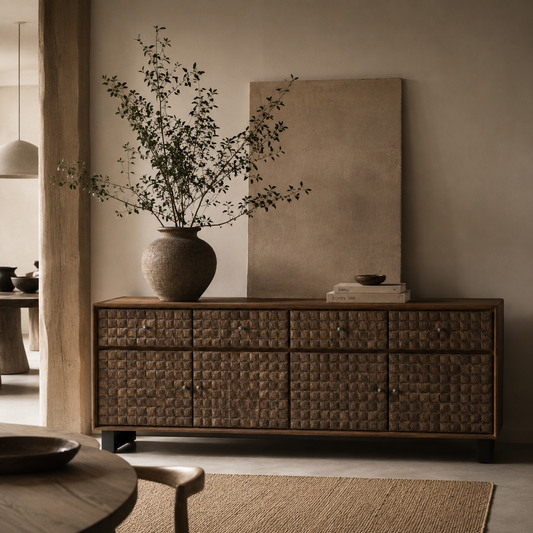 Palmer Artisan Coastal Sideboard – Hand-Inlaid Coconut Shell Buffet