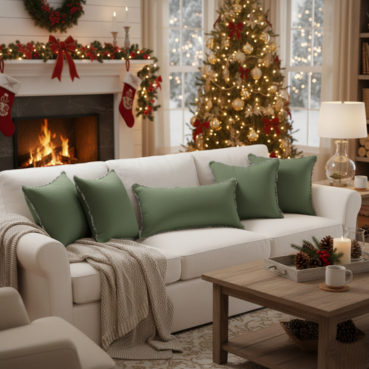 Cushion Pillow  Linen Green Freya