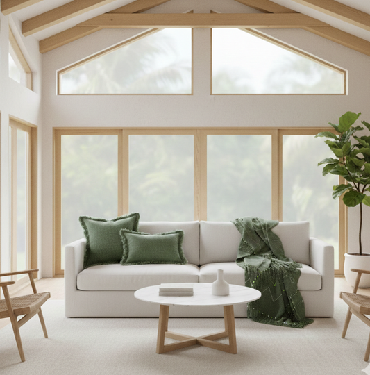 Amara Berber Hand-Woven Cotton Throw – Olive Green