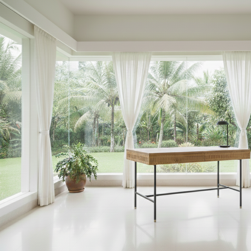 Kamaya Industrial Teak Wood & Iron Executive Work Desk